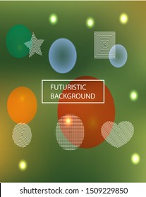 Soft color gradient background. Vector illustration concept. Clean backdrop with colored bubbles and white shapes. Green painted, natural screen design for user interface or mobile app.