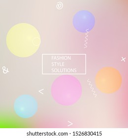 Soft color gradient background. Vector illustration theme. Colorful backdrop with colored bubbles and white shapes. Pink painted, natural screen design for user interface or mobile app.
