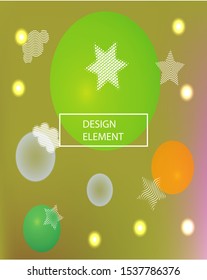 Soft color gradient background. Vector illustration flyer. Futuristic backdrop with colored bubbles and white shapes. Green painted, natural screen design for user interface or mobile app.