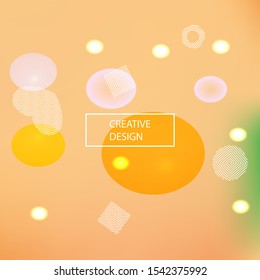 Soft color gradient background. Vector illustration flyer. Fluid backdrop with colored bubbles and white shapes. Red painted, natural screen design for user interface or mobile app.