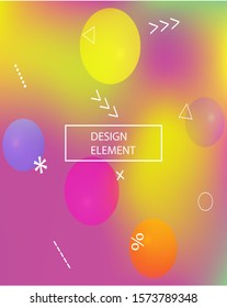 Soft color gradient background. Vector illustration flyer. Original backdrop with colored bubbles and white shapes. Pink painted, natural screen design for user interface or mobile app.
