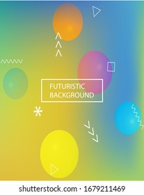 Soft color gradient background. Vector illustration vintage. Flat backdrop with colored bubbles and white shapes. Blue painted, natural screen design for user interface or mobile app.