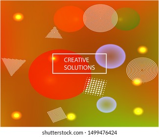 Soft color gradient background. Vibrant backdrop with colored bubbles and white shapes. Vector illustration texture. Orange painted, natural screen design for user interface or mobile app.