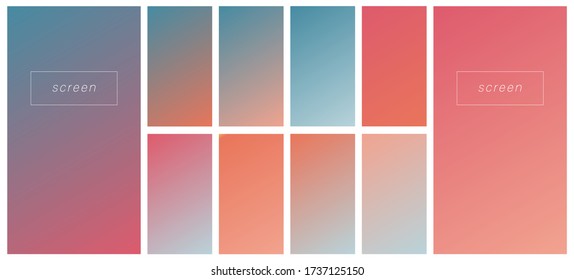Soft color gradient backgrounds. Modern screen vector design for mobile app. Pastel gradients. Trendy soft color style, template design, business infographic, social media, ux, ui.