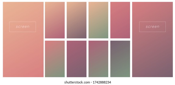 Soft color gradient backgrounds. Modern screen vector design for mobile app. Pastel gradients. Trendy soft color style, template design, business infographic, social media, ux, ui.