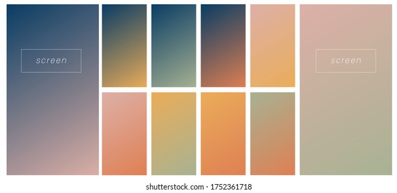 Soft color gradient backgrounds. Modern screen vector design for mobile app. Pastel gradients. Trendy soft color style, template design, business infographic, social media, ux, ui concept.