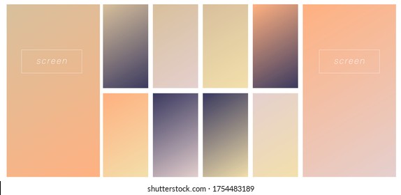 Soft color gradient backgrounds. Modern screen vector design for mobile app. Pastel gradients. Trendy soft color style, template design, business infographic, social media, ux, ui.