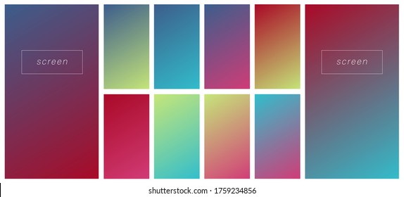 Soft color gradient backgrounds. Modern screen vector design for mobile app. Pastel gradients. Trendy soft color style, template design, business infographic, social media, ux, ui.
