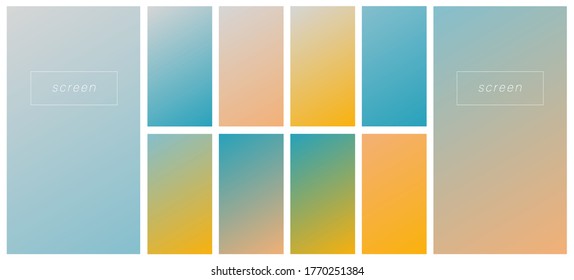 Soft color gradient backgrounds. Modern screen vector design for mobile app. Pastel gradients. Trendy soft color style, template design, business infographic, social media, ux, ui.