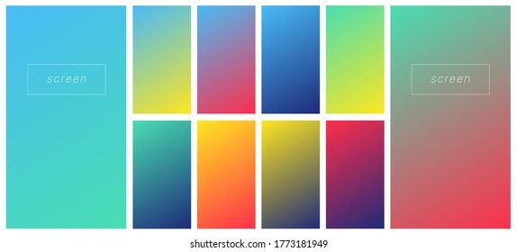 Soft color gradient backgrounds. Modern screen vector design for mobile app. Pastel gradients. Trendy soft color style, template design, business infographic, social media, ux, ui.