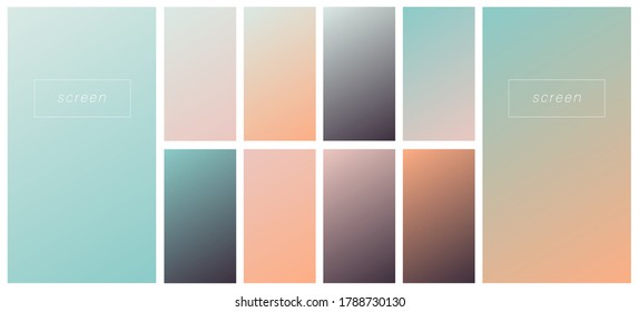 Soft color gradient backgrounds. Modern screen vector design for mobile app. Pastel gradients. Trendy soft color style, template design, banner,  business infographic, social media, ux, ui.