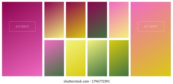 Soft color gradient backgrounds. Modern screen vector design for mobile app. Pastel gradients. Trendy soft color style, template design, business infographic, social media, ux, ui.