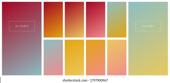 Soft color gradient backgrounds. Modern screen vector design for mobile app. Pastel gradients. Trendy soft color style, template design, business infographic, social media, ux, ui.