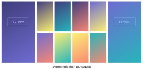 Soft color gradient backgrounds. Modern screen vector design for mobile app. Pastel gradients. Trendy soft color style, template design, business infographic, social media, ux, ui.