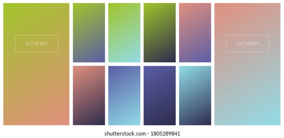 Soft color gradient backgrounds. Modern screen vector design for mobile app. Pastel gradients. Trendy soft color style, template design, business infographic, social media, ux, ui.
