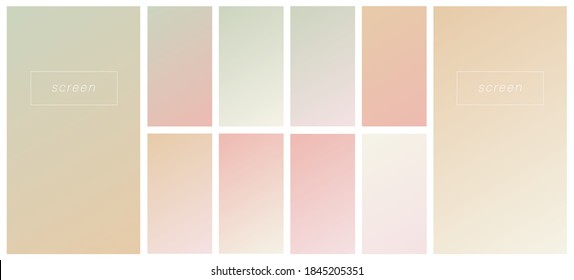 Soft color gradient backgrounds. Modern screen vector design for mobile app. Pastel gradients. Trendy soft color style, template design, business infographic, social media, ux, ui.