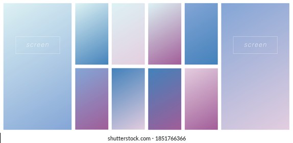 Soft color gradient backgrounds. Modern screen vector design for mobile app. Pastel gradients. Trendy soft color style, template design, business infographic, social media, ux, ui.