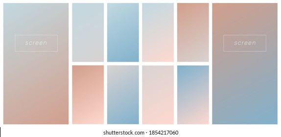Soft color gradient backgrounds. Modern screen vector design for mobile app. Pastel gradients. Trendy soft color style, template design, business infographic, social media, ux, ui.
