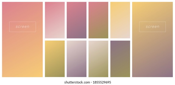 Soft color gradient backgrounds. Modern screen vector design for mobile app. Pastel gradients. Trendy soft color style, template design, business infographic, social media, ux, ui.