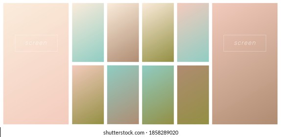 Soft color gradient backgrounds. Modern screen vector design for mobile app. Pastel gradients. Trendy soft color style, template design, business infographic, social media, ux, ui.