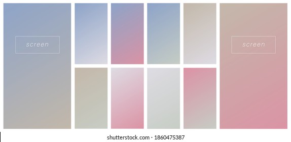 Soft color gradient backgrounds. Modern screen vector design for mobile app. Pastel gradients. Trendy soft color style, template design, business infographic, social media, ux, ui.