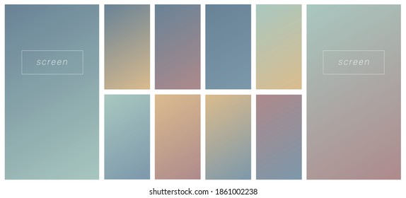 Soft color gradient backgrounds. Modern screen vector design for mobile app. Pastel gradients. Trendy soft color style, template design, business infographic, social media, ux, ui.