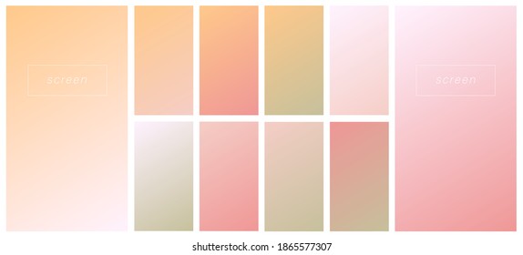 Soft color gradient backgrounds. Modern screen vector design for mobile app. Pastel gradients. Trendy soft color style, template design, business infographic, social media, ux, ui.