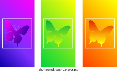 Soft color gradients, insect butterfly, modern design for a phone screen, wavy color, iridescent smooth design texture, smooth vertical stripes, square background, new bright summer color, smooth bend