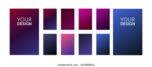 Soft color gradients set. Background for app, greeting card, flyer, invitation, poster, brochure, banner. Simple modern design. Retro vibrant palette.