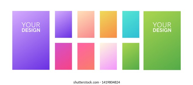 Soft Color Gradients Set. Background For App, Greeting Card, Flyer, Invitation, Poster, Brochure, Banner. Simple Modern Design. Retro Vibrant Palette.