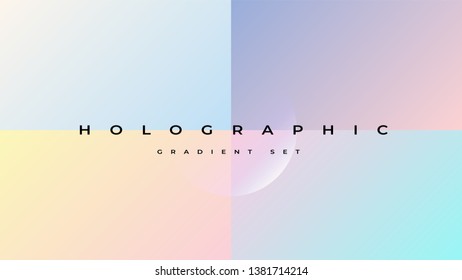 Soft color Holographic background. Modern screen vector design for web site or mobile app. Soft color gradients.