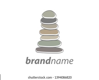 soft color illustration logo design stone balancing.