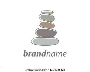 soft color illustration logo design stone balancing.