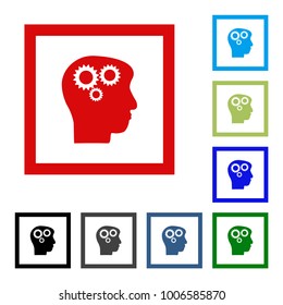 Soft color Intellect Gears interface toolbar pictogram. Vector pictogram style is a flat symbol on chess transparent background.
