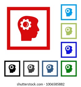 Soft color Intellect Gears interface toolbar pictogram. Vector pictogram style is a flat symbol on chess transparent background.