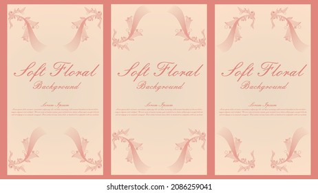 soft color line floral ornament social media stories collection design