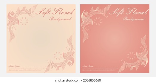 soft color line floral ornament shape social media post design