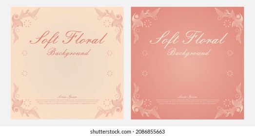 soft color line floral ornament shape social media post design