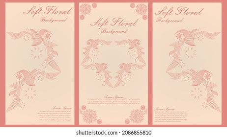 soft color line floral ornament social media stories collection design