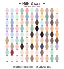Soft color palette with hex codes for kawaii or kids illustration