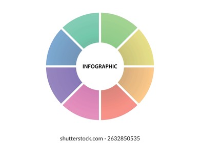 Infográfico segmentado de cor suave com centro branco para texto ou conteúdo de dados