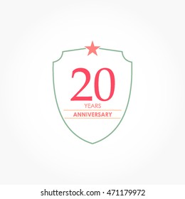 soft color shield anniversary logo vector