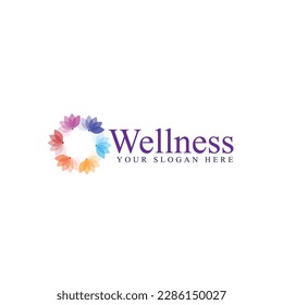 Soft Color Wellness" logo: A calming and gentle design featuring soft gradient colors and a lotus flower, representing health and wellness. Ideal for holistic health and beauty brands