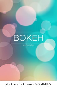Soft colored abstract background with bokeh lights. Vector illustration