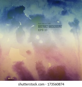 Soft colored abstract background for design. Watercolor texture effect. Eps 10 vector.