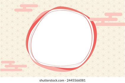 Soft colored Japanese pattern background and circular frame