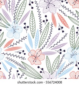 Soft colored romantic seamless floral pattern