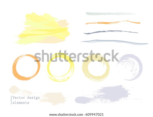 soft colored set of grunge banners, strokes and\
empty scribble circles isolated on white. vector design elements.\
page decorative elements
