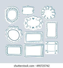 soft colored set of hand drawn frames. vector design elements
