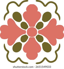 Soft colored symmetrical flower pattern combining hearts and petals — ideal for feminine designs and aesthetic visuals